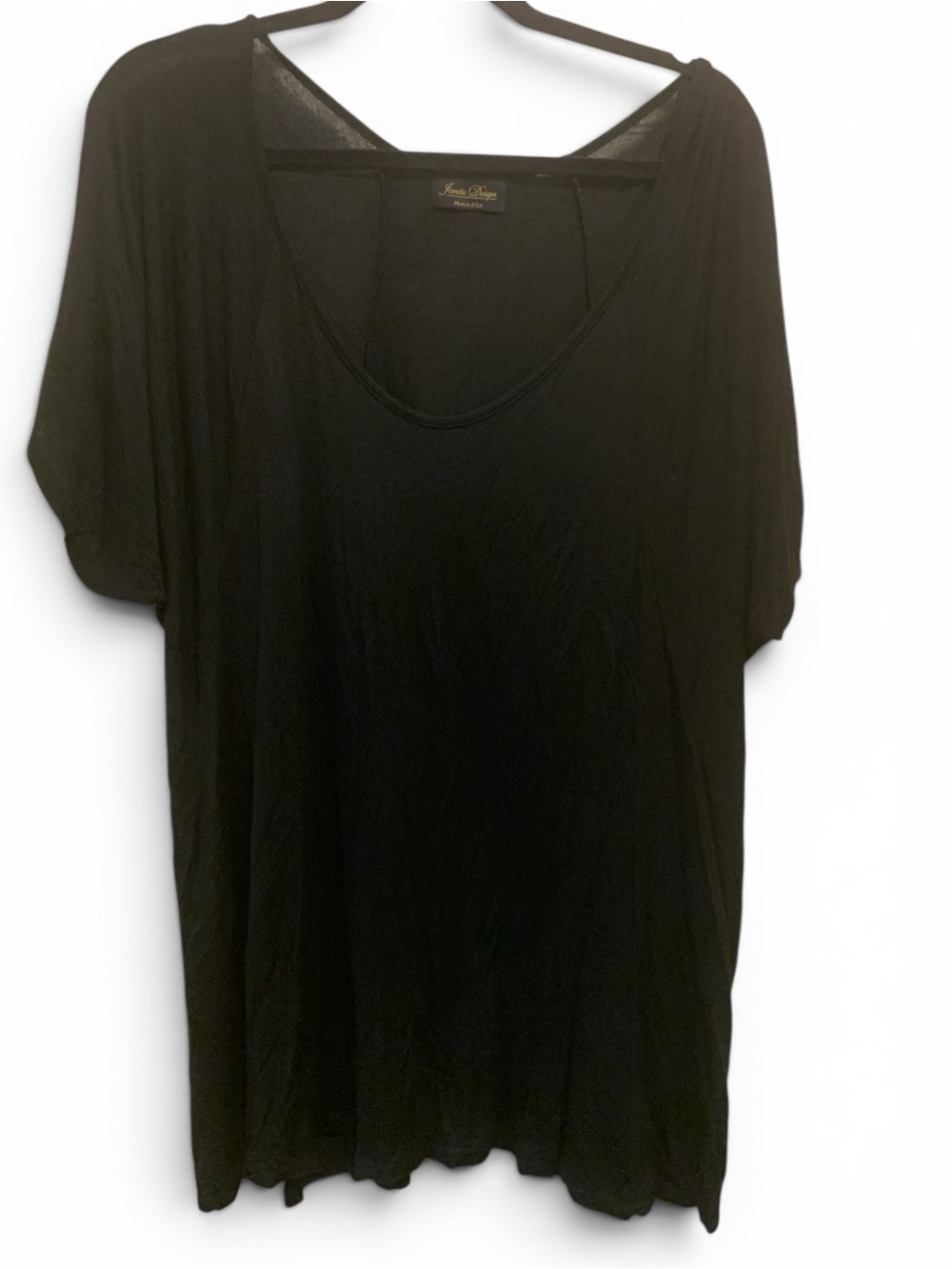 Jantie Design Black v Neck Short Sleeve Tee tunic 3x soft and light